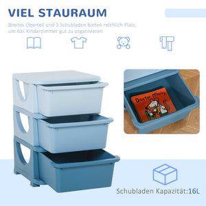 Spielzeugaufbewahrung Kinderkommode 3 Ebenen Blau