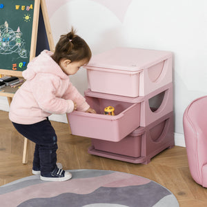 Spielzeugaufbewahrung Kinderkommode 3 Ebenen Rosa
