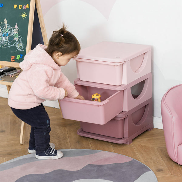 Spielzeugaufbewahrung Kinderkommode 3 Ebenen Rosa