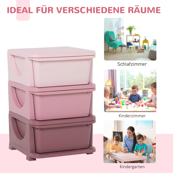 Spielzeugaufbewahrung Kinderkommode 3 Ebenen Rosa