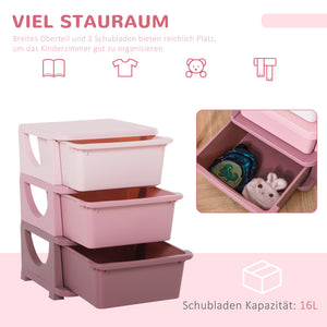 Spielzeugaufbewahrung Kinderkommode 3 Ebenen Rosa