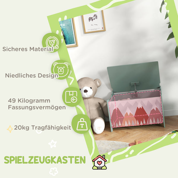 Spielzeugkiste Kinderzimmer niedliches Tierdesign & Deckel Grün