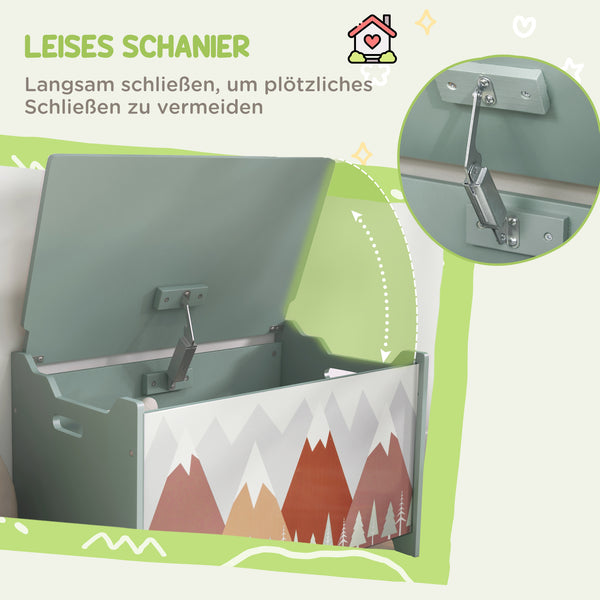 Spielzeugkiste Kinderzimmer niedliches Tierdesign & Deckel Grün