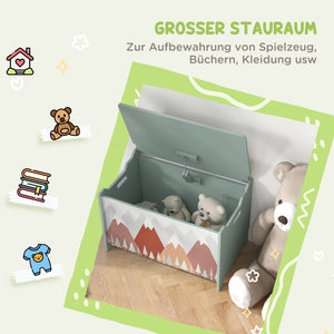 Spielzeugkiste Kinderzimmer niedliches Tierdesign & Deckel Grün