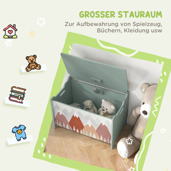 Spielzeugkiste Kinderzimmer niedliches Tierdesign & Deckel Grün