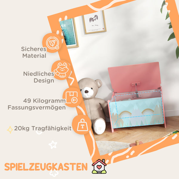 Aufbewahrungsbox Spielzeugkiste mit Deckel Tiermotiv Kinderzimmer rosa
