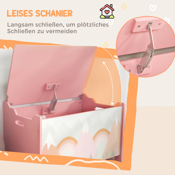 Aufbewahrungsbox Spielzeugkiste mit Deckel Tiermotiv Kinderzimmer rosa