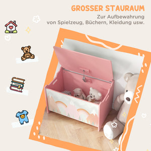 Aufbewahrungsbox Spielzeugkiste mit Deckel Tiermotiv Kinderzimmer rosa