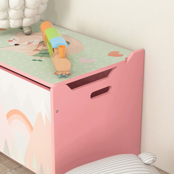 Aufbewahrungsbox Spielzeugkiste mit Deckel Tiermotiv Kinderzimmer rosa