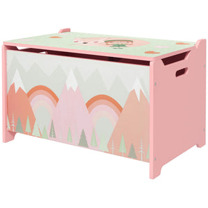 Aufbewahrungsbox Spielzeugkiste mit Deckel Tiermotiv Kinderzimmer rosa