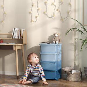 Spielzeugkommode Kinderzimmer 4 Ebenen Blau