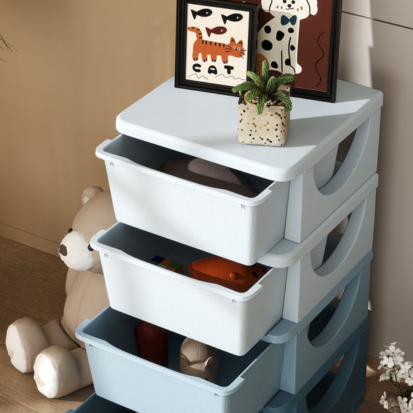 Spielzeugkommode Kinderzimmer 4 Ebenen Blau