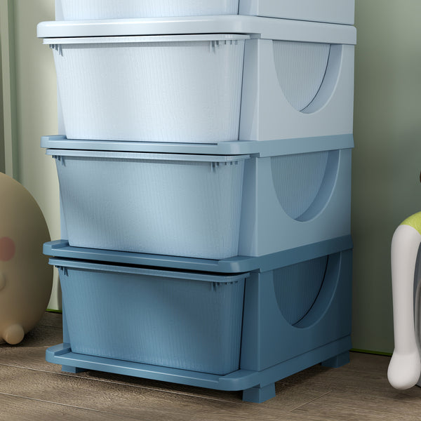 Spielzeugkommode Kinderzimmer 4 Ebenen Blau