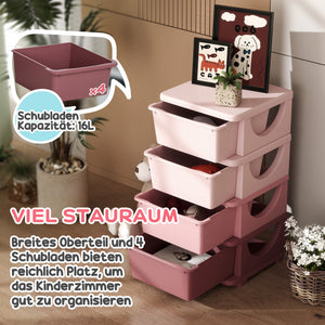 Spielzeugkommode Kinderzimmer 4 Ebenen Rosa