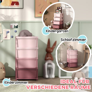 Spielzeugkommode Kinderzimmer 4 Ebenen Rosa