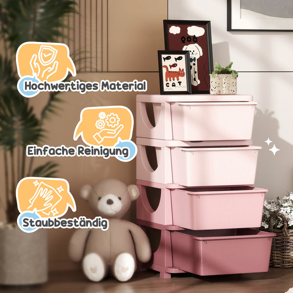 Spielzeugkommode Kinderzimmer 4 Ebenen Rosa