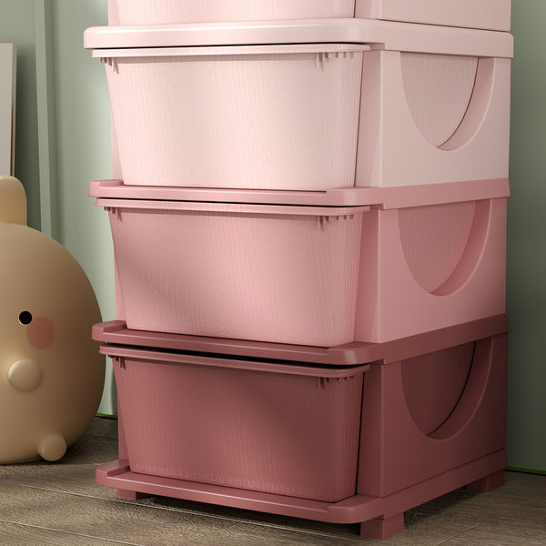Spielzeugkommode Kinderzimmer 4 Ebenen Rosa