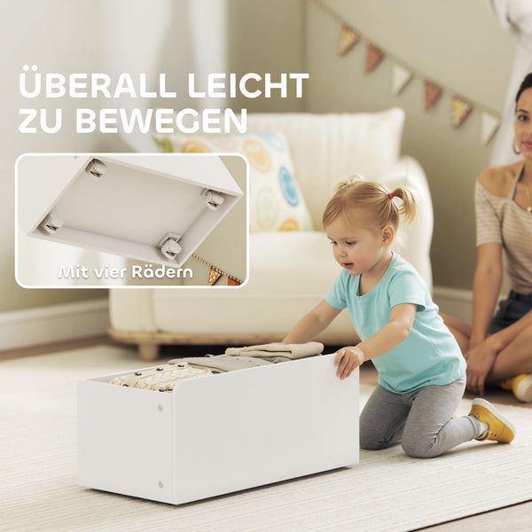 Spielzeugregal rollbar mit Boxen und Bücherablage für Kinder