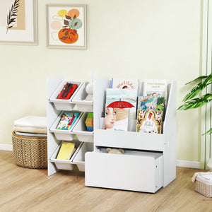 Spielzeugregal rollbar mit Boxen und Bücherablage für Kinder