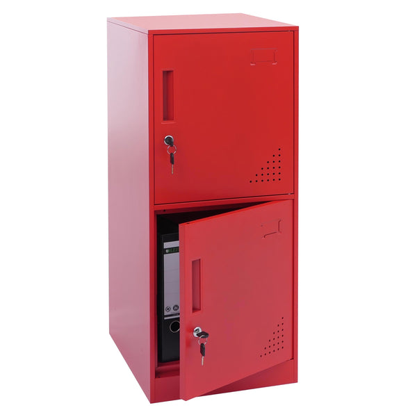 Spind Schliessfach Stahl 2 Türen rot 90x38x45cm Wertfach Spind