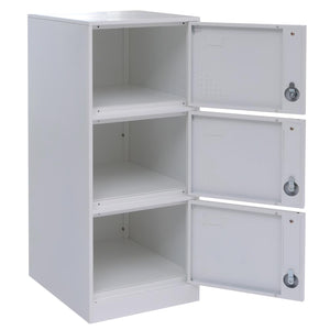 Spind Schliessfach mit 3 Türen, weiss, 90x38x45cm, Wertfachschrank