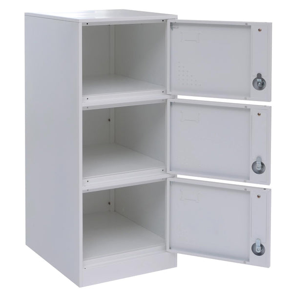 Spind Schliessfach mit 3 Türen, weiss, 90x38x45cm, Wertfachschrank