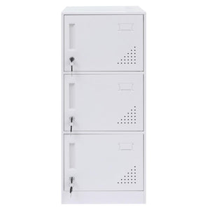 Spind Schliessfach mit 3 Türen, weiss, 90x38x45cm, Wertfachschrank