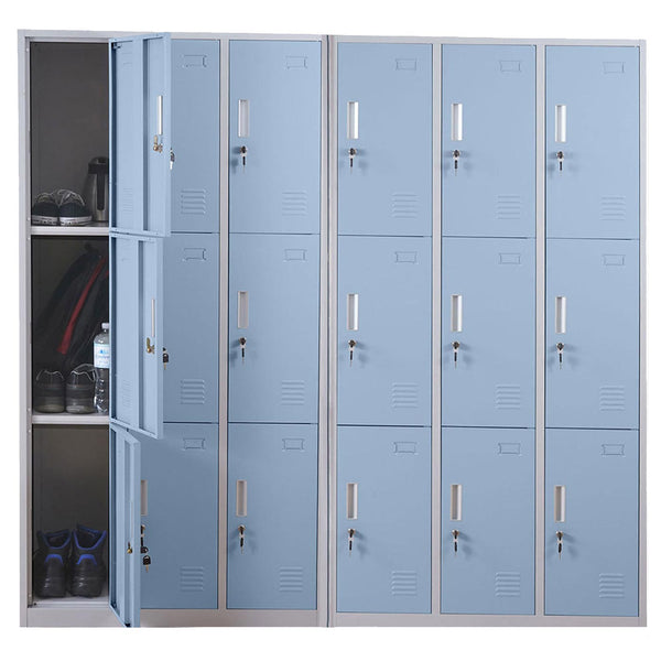 Schliessfach Spind Danville Metall 18 Fächer für Umkleide und Büro blau