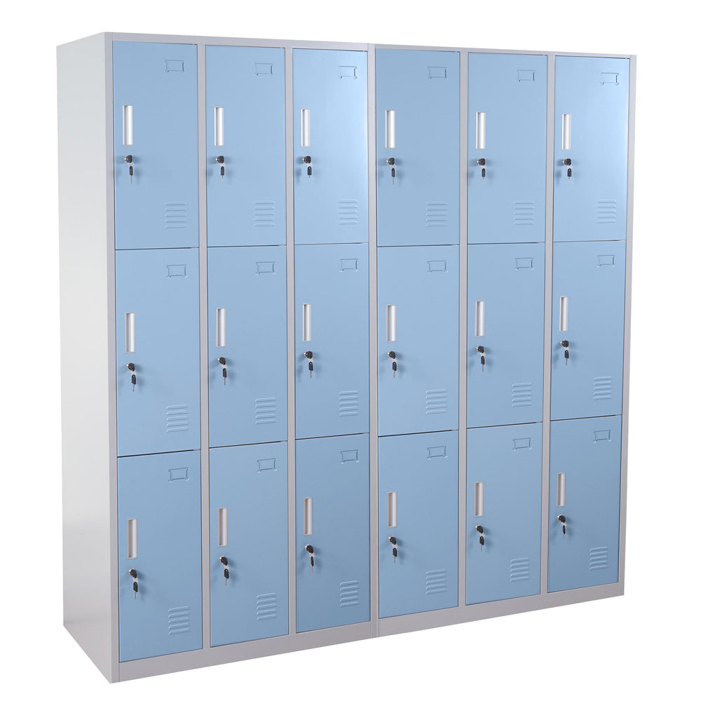 Schliessfach Spind Danville Metall 18 Fächer für Umkleide und Büro blau