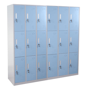 Schliessfach Spind Danville Metall 18 Fächer für Umkleide und Büro blau