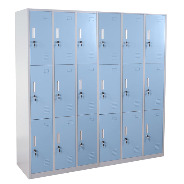 Schliessfach Spind Danville Metall 18 Fächer für Umkleide und Büro blau