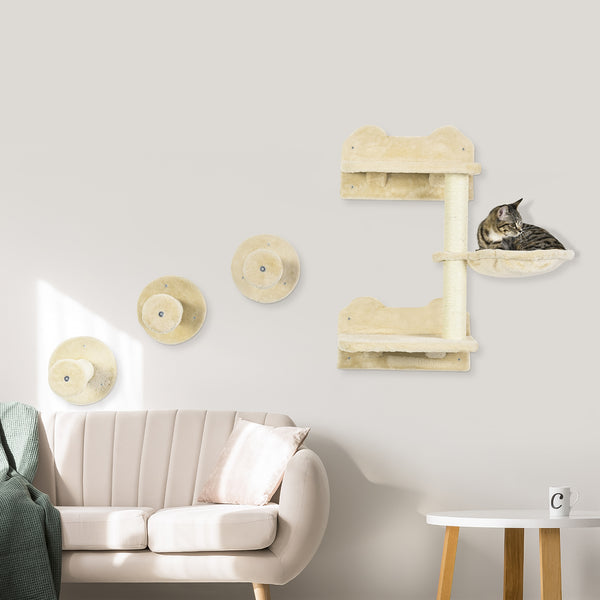 Sprungturm mit Kratzbäumen für Katzen Beige-Cremeweiss