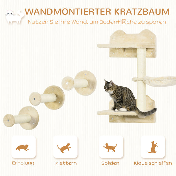 Sprungturm mit Kratzbäumen für Katzen Beige-Cremeweiss