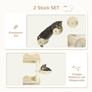 Sprungturm mit Kratzbäumen für Katzen Beige-Cremeweiss
