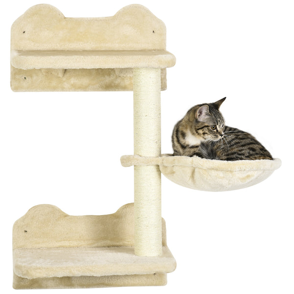 Sprungturm mit Kratzbäumen für Katzen Beige-Cremeweiss