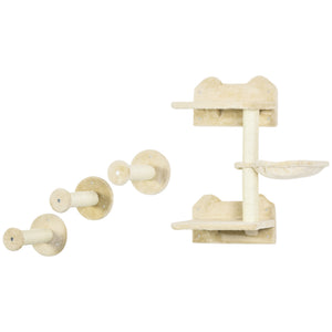 Sprungturm mit Kratzbäumen für Katzen Beige-Cremeweiss