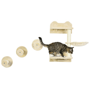 Sprungturm mit Kratzbäumen für Katzen Beige-Cremeweiss
