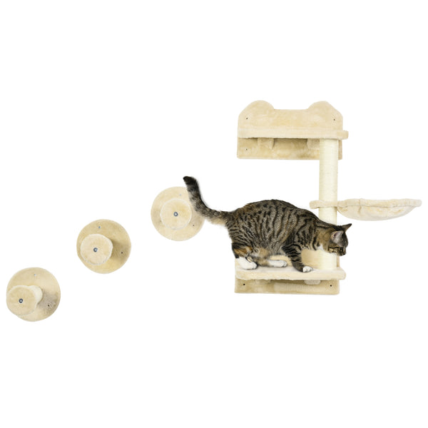 Sprungturm mit Kratzbäumen für Katzen Beige-Cremeweiss