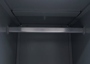 Stahlschrank mit Kleiderstange & Schliessfach, grau, 90x38x45cm