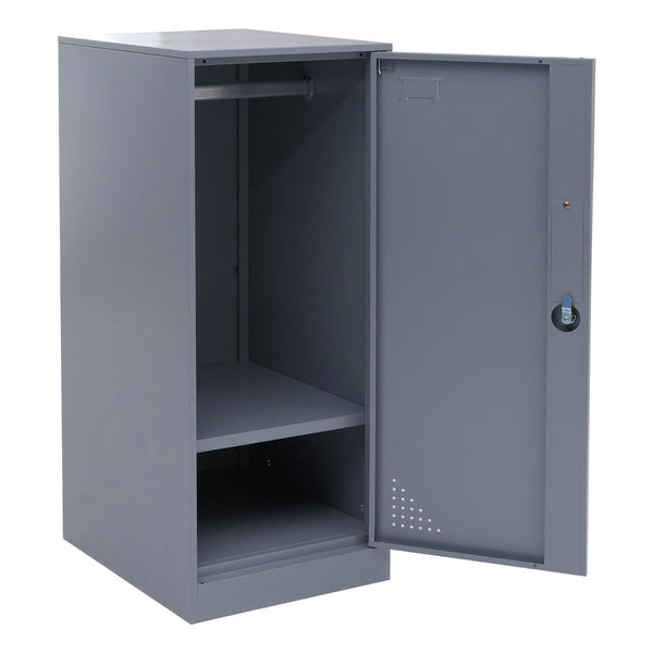 Stahlschrank mit Kleiderstange & Schliessfach, grau, 90x38x45cm