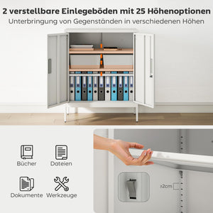 Stahlschrank verschliessbar mit verstellbaren Regalen weiss