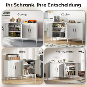 Stahlschrank verschliessbar mit verstellbaren Regalen weiss