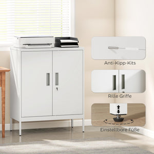 Stahlschrank verschliessbar mit verstellbaren Regalen weiss