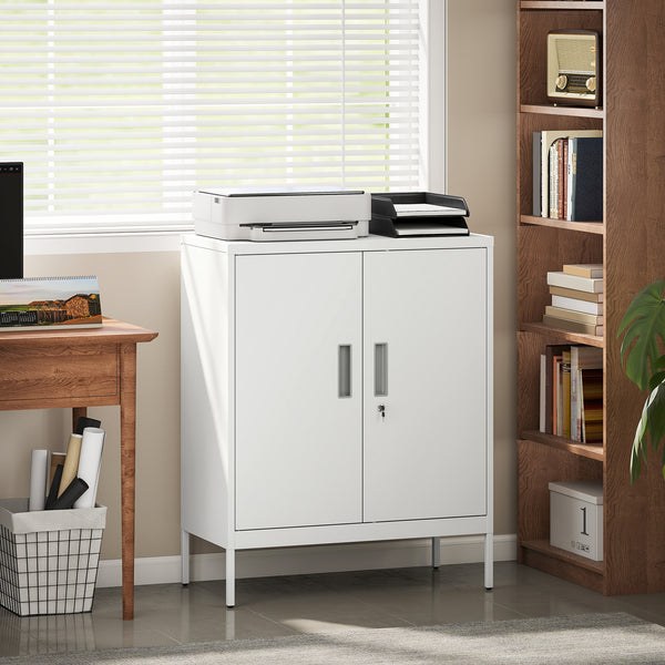 Stahlschrank verschliessbar mit verstellbaren Regalen weiss