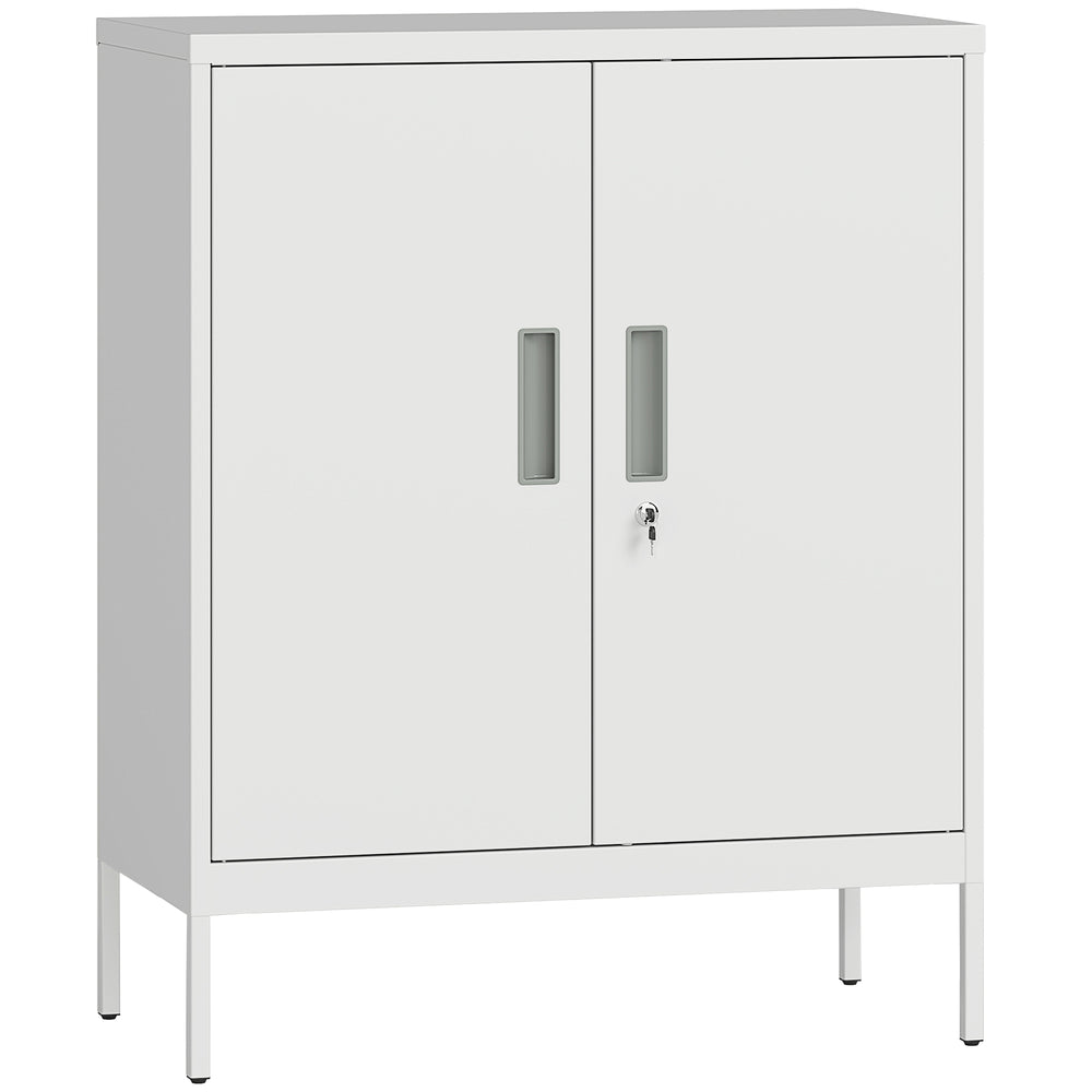 Stahlschrank verschliessbar mit verstellbaren Regalen weiss