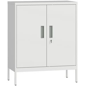 Stahlschrank verschliessbar mit verstellbaren Regalen weiss
