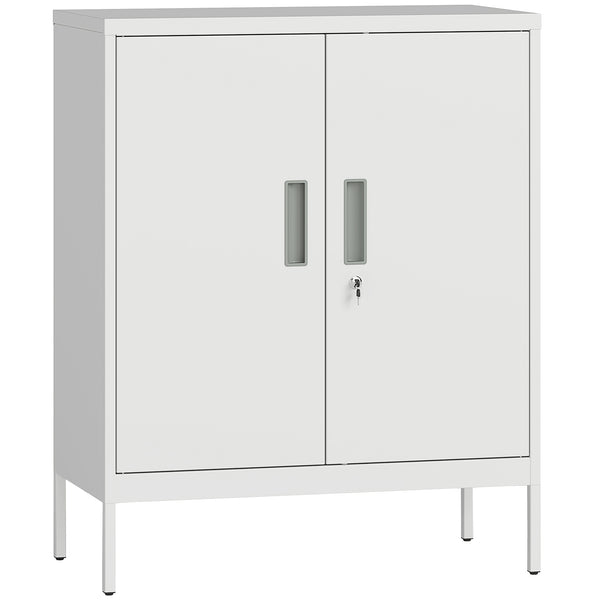 Stahlschrank verschliessbar mit verstellbaren Regalen weiss