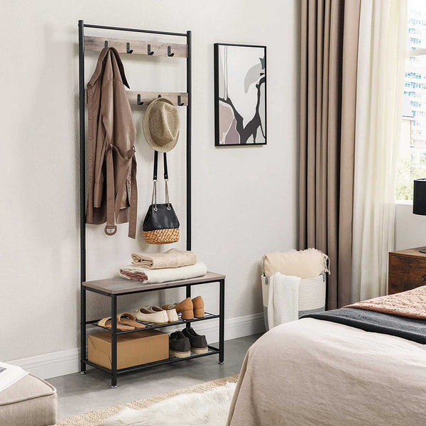 Freestanding wardrobe with 3 shelves, industrial design