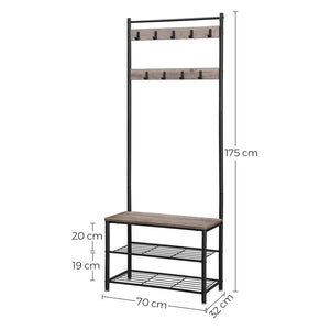 Freestanding wardrobe with 3 shelves, industrial design