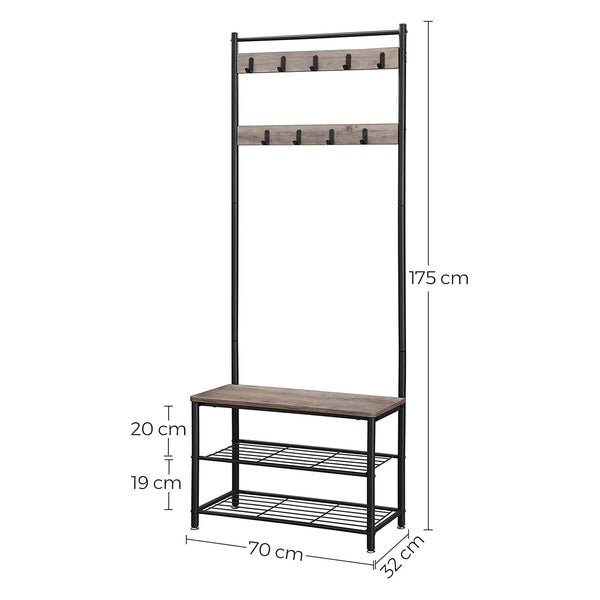 Freestanding wardrobe with 3 shelves, industrial design